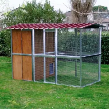 Catio with Wooden Outdoor Cat House